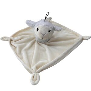Unbranded White Lamb Sheep Baby Security Blanket Lovey Plush Velour Knotted 14"